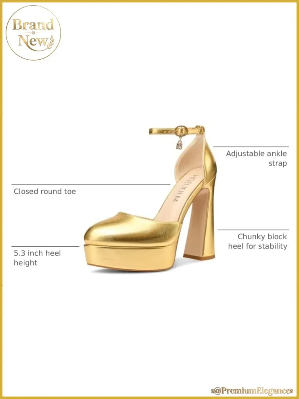 Women's Chunky Block High Platform Heel Round Toe Ankle Strap Pumps Party Heels